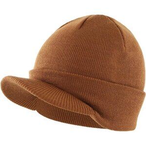 Men's Winter Beanie Hat with Brim Warm Double Knit Cuff Beanie Cap